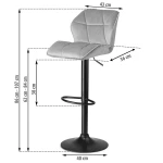 Hoker barowy z oparciem Castel jasnoszary 