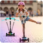 Hulajnoga trójkołowa dla dzieci balansowa LED Ricokids Leddi - czarno-turkusowa