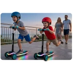 Hulajnoga trójkołowa dla dzieci balansowa LED Ricokids Leddi - czarno-turkusowa