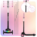 Hulajnoga trójkołowa dla dzieci balansowa LED Ricokids Glowi - czarno-różowa