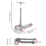 Hulajnoga trójkołowa dla dzieci balansowa LED Ricokids Glowi - czarno-różowa