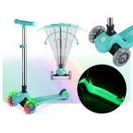 Hulajnoga trójkołowa dla dzieci balansowa świecąca w ciemności Ricokids Glow - turkusowa