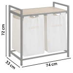 Kosz na pranie bieliznę dwukomorowy  na stelażu 80 l Massido