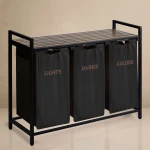 Kosz na pranie bieliznę trzykomorowy  na stelażu 120 l Massido