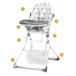 Krzesełko do karmienia Eldo biało-szare w gwiazdki