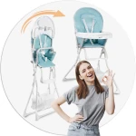 Krzesełko do karmienia ze stolikiem Ricokids FANDO niebieskie + gratis koszyczek