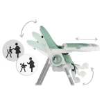 Krzesełko do karmienia ze stolikiem, leżaczek Belo zielone + pałąk 