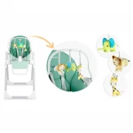 Krzesełko do karmienia ze stolikiem, leżaczek Belo zielone + pałąk 