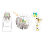 Krzesełko do karmienia ze stolikiem, leżaczek Belo szare + pałąk z zabawkami 