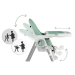 Krzesełko do karmienia ze stolikiem, leżaczek Belo zielone + pałąk z zabawkami 