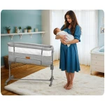 Łóżeczko dostawka+ materac + NK-243 szare