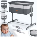 Łóżeczko dziecięce składane turystyczne dostawka + materac Nukido NK-243