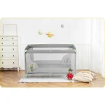 Łóżeczko turystyczne + materac + torba 125 x 65 x 78 cm RK-240 szaro-miętowe