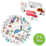 Mata piankowa puzzle 120x120cm + piankowe figurki Nukido Town