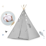 Namiot tipi dla dzieci z girlandą i światełkami - szare