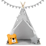 Namiot tipi dla dzieci z girlandą i światełkami - szare