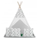 Namiot tipi dla dzieci z girlandą i światełkami - biały w strzały