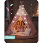 Namiot tipi dla dzieci ze światełkami Nukido - różowe w gwiazdki 