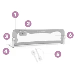 Barierka ochronna do łóżka 150 x 42 x 35 cm Nukido szara