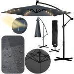 Parasol ogrodowy składany 6 segmentowy 350 cm z pokrowcem i lampkami Plonos PL-882
