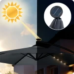 Parasol ogrodowy składany 6 segmentowy 350 cm z pokrowcem i lampkami Plonos PL-882