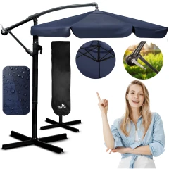 Parasol ogrodowy składany 6 segmentowy 350 cm z pokrowcem Plonos PL-880