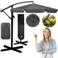 Parasol ogrodowy składany 6 segmentowy 350 cm z pokrowcem Plonos PL-880