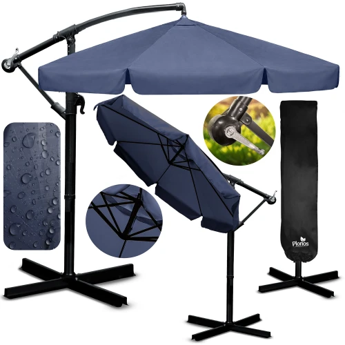 Parasol ogrodowy składany 6 segmentowy 350 cm z pokrowcem Plonos PL-880