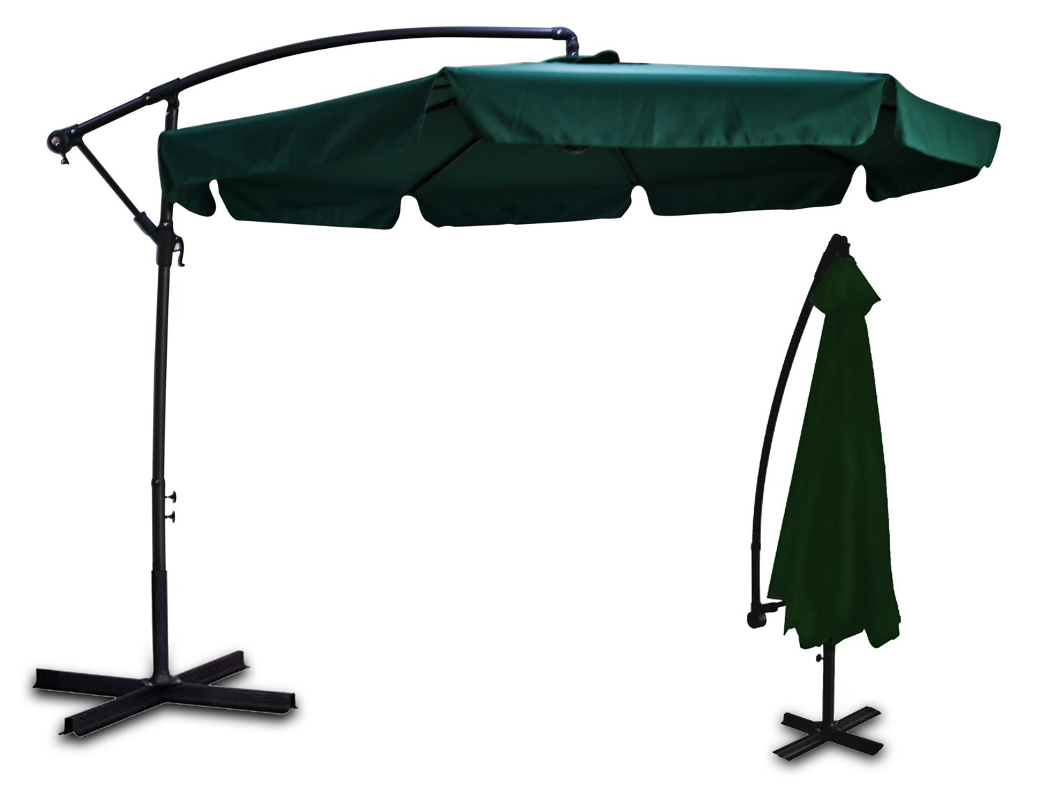 Parasol ogrodowy składany 8 segmentów zielony Ø 350cm