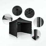 Pawilon ogrodowy 3 scianki 3 x 3m czarny Plonos