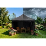 Pawilon ogrodowy 3 scianki 3 x 3m czarny Plonos