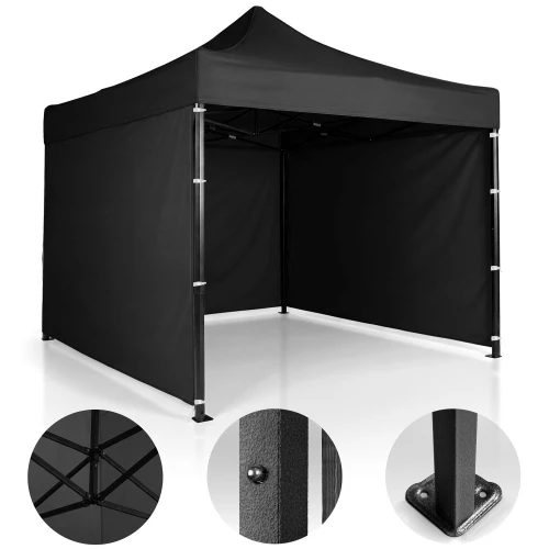 Pawilon ogrodowy 3 scianki 3 x 3m czarny Plonos