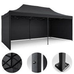 Pawilon ogrodowy 3 scianki 3 x 6m czarny Plonos