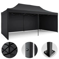 Pawilon ogrodowy 3 scianki 3 x 6m czarny Plonos