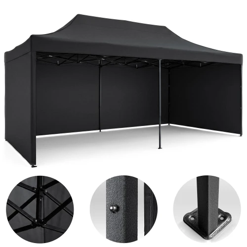 Pawilon ogrodowy 3 scianki 3 x 6m czarny Plonos