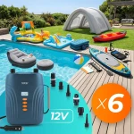 Pompka elektryczna do materaca pontonu SUPa + 6 przejściówek 12V Neo-Sport NS-713