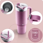 Termos próżniowy kubek ze słomką 1180 ml Berdsen różowy