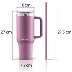 Termos próżniowy kubek ze słomką 1180 ml Berdsen różowy