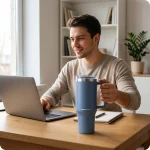 Termos próżniowy kubek ze słomką 1180 ml Berdsen granatowy