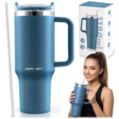 Termos próżniowy kubek ze słomką 1180 ml Berdsen granatowy