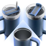 Termos próżniowy kubek ze słomką 1180 ml Berdsen granatowy