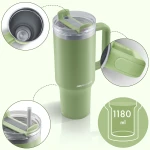 Termos próżniowy kubek ze słomką 1180 ml Berdsen zielony
