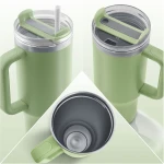 Termos próżniowy kubek ze słomką 1180 ml Berdsen zielony