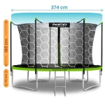 Trampolina ogrodowa 12ft/374cm z siatką wewnętrzną i drabinką Neo-Sport