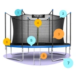 Trampolina ogrodowa 12ft/374cm z siatką wewnętrzną i drabinką Neo-Sport