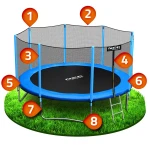 Trampolina ogrodowa 14ft/435cm z siatką zewnętrzną i drabinką Neo-Sport   Maszyna do baniek GRATIS
