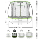 Trampolina ogrodowa profilowana 10ft/312cmz siatką wewnętrzną Neo-Sport