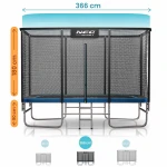  Trampolina ogrodowa prostokątna 12x8ft/366x244cm z siatką zewnętrzną i drabinką Neo-Sport