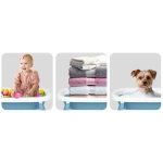 Wanienka składana dla dzieci, niemowląt ze stelażem, termometrem i wkładką Ricokids RK-287 biało-niebieska