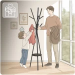 Wieszak na ubrania metalowy z półką stojący Massido MS-869